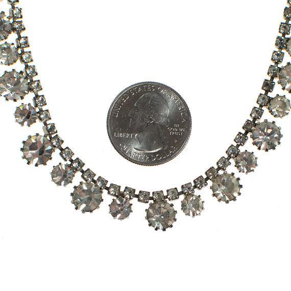 Vintage Weiss Clear Crystal Rhinestone Necklace, Diamante Rhinestones, Weiss Necklace, Vintage Necklace, Wedding Jewelry by 1950s - Vintage Meet Modern Vintage Jewelry - Chicago, Illinois - #oldhollywoodglamour #vintagemeetmodern #designervintage #jewelrybox #antiquejewelry #vintagejewelry