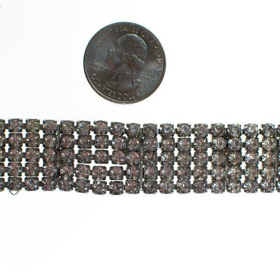 Vintage Art Deco Wide Clear Diamante Rhinestone Bracelet, Rhodium Plated Silver Tone, 1940s Era by Art Deco - Vintage Meet Modern Vintage Jewelry - Chicago, Illinois - #oldhollywoodglamour #vintagemeetmodern #designervintage #jewelrybox #antiquejewelry #vintagejewelry