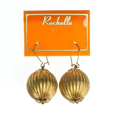 Vintage Rochelle Gold Round Fluted Bead Statement Earrings Piereced New Old Stock 1970s by Rochelle - Vintage Meet Modern Vintage Jewelry - Chicago, Illinois - #oldhollywoodglamour #vintagemeetmodern #designervintage #jewelrybox #antiquejewelry #vintagejewelry