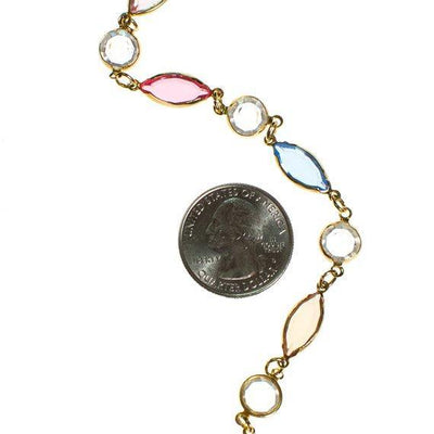 Vintage Swarovski Pastel Colors Bezel Set Crystal Necklace by 1980s - Vintage Meet Modern Vintage Jewelry - Chicago, Illinois - #oldhollywoodglamour #vintagemeetmodern #designervintage #jewelrybox #antiquejewelry #vintagejewelry