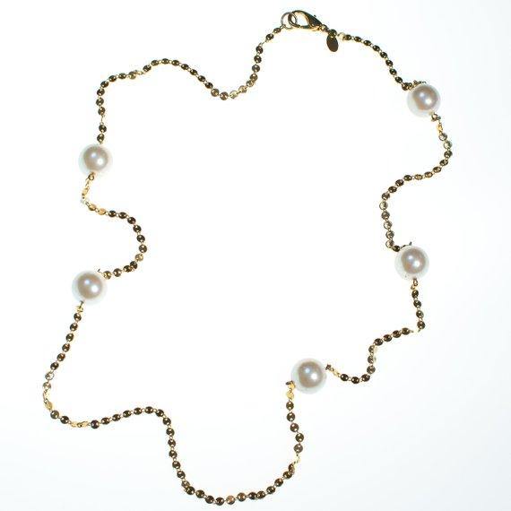 Vintage Carolee Necklace Long Gold Chain with Faux Pearl Stations by Carolee - Vintage Meet Modern Vintage Jewelry - Chicago, Illinois - #oldhollywoodglamour #vintagemeetmodern #designervintage #jewelrybox #antiquejewelry #vintagejewelry