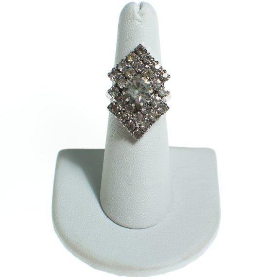 Vintage Art Deco Diamante Rhinestone Statement Ring, Adjustable by Art Deco - Vintage Meet Modern Vintage Jewelry - Chicago, Illinois - #oldhollywoodglamour #vintagemeetmodern #designervintage #jewelrybox #antiquejewelry #vintagejewelry