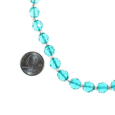 Vintage Czech Aqua Faceted Crystal Beaded Necklace by Czech Republic - Vintage Meet Modern Vintage Jewelry - Chicago, Illinois - #oldhollywoodglamour #vintagemeetmodern #designervintage #jewelrybox #antiquejewelry #vintagejewelry