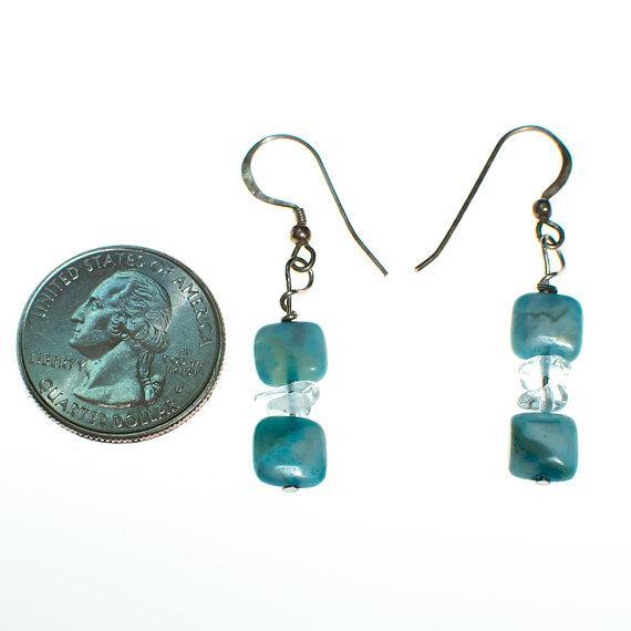 Vintage Sterling Silver and Quartz Beaded Earrings, Dangling, Long, Wire, Minimalist by 1990s - Vintage Meet Modern Vintage Jewelry - Chicago, Illinois - #oldhollywoodglamour #vintagemeetmodern #designervintage #jewelrybox #antiquejewelry #vintagejewelry
