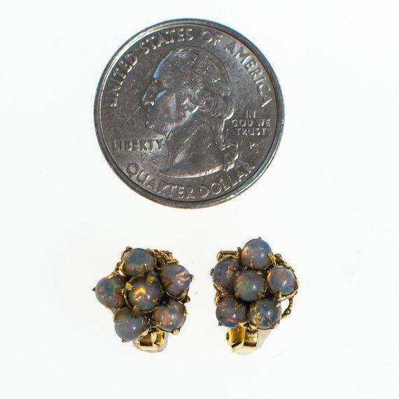 Vintage Petite Opaline Cluster Earrings, Clip On by 1950s - Vintage Meet Modern Vintage Jewelry - Chicago, Illinois - #oldhollywoodglamour #vintagemeetmodern #designervintage #jewelrybox #antiquejewelry #vintagejewelry