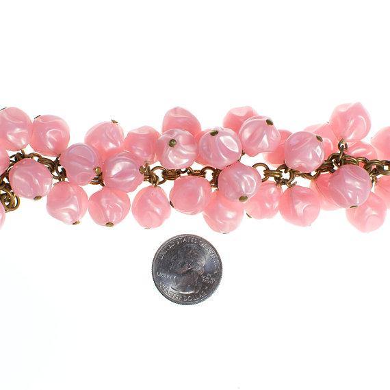 Vintage Pastel Pink Cha Cha Bead Charm Bracelet by 1950s - Vintage Meet Modern Vintage Jewelry - Chicago, Illinois - #oldhollywoodglamour #vintagemeetmodern #designervintage #jewelrybox #antiquejewelry #vintagejewelry