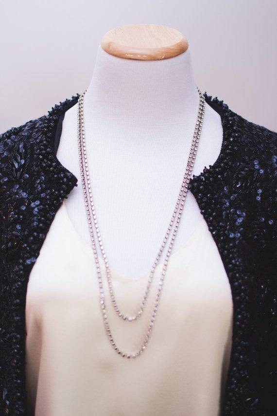 Vintage Art Deco Diamante Double Strand Rhinestone Necklace by Art Deco - Vintage Meet Modern Vintage Jewelry - Chicago, Illinois - #oldhollywoodglamour #vintagemeetmodern #designervintage #jewelrybox #antiquejewelry #vintagejewelry