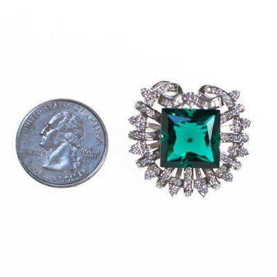 Vintage Art Deco Diamante and Emerald Crystal Brooch Pendant by Art Deco - Vintage Meet Modern Vintage Jewelry - Chicago, Illinois - #oldhollywoodglamour #vintagemeetmodern #designervintage #jewelrybox #antiquejewelry #vintagejewelry