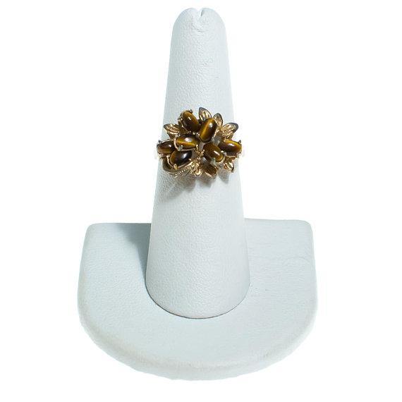 Vintage Tigers Eye Cluster Ring by 1960s - Vintage Meet Modern Vintage Jewelry - Chicago, Illinois - #oldhollywoodglamour #vintagemeetmodern #designervintage #jewelrybox #antiquejewelry #vintagejewelry