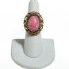 Vintage Pink Art Glass Statement Ring, Adjustable by 1960s - Vintage Meet Modern Vintage Jewelry - Chicago, Illinois - #oldhollywoodglamour #vintagemeetmodern #designervintage #jewelrybox #antiquejewelry #vintagejewelry