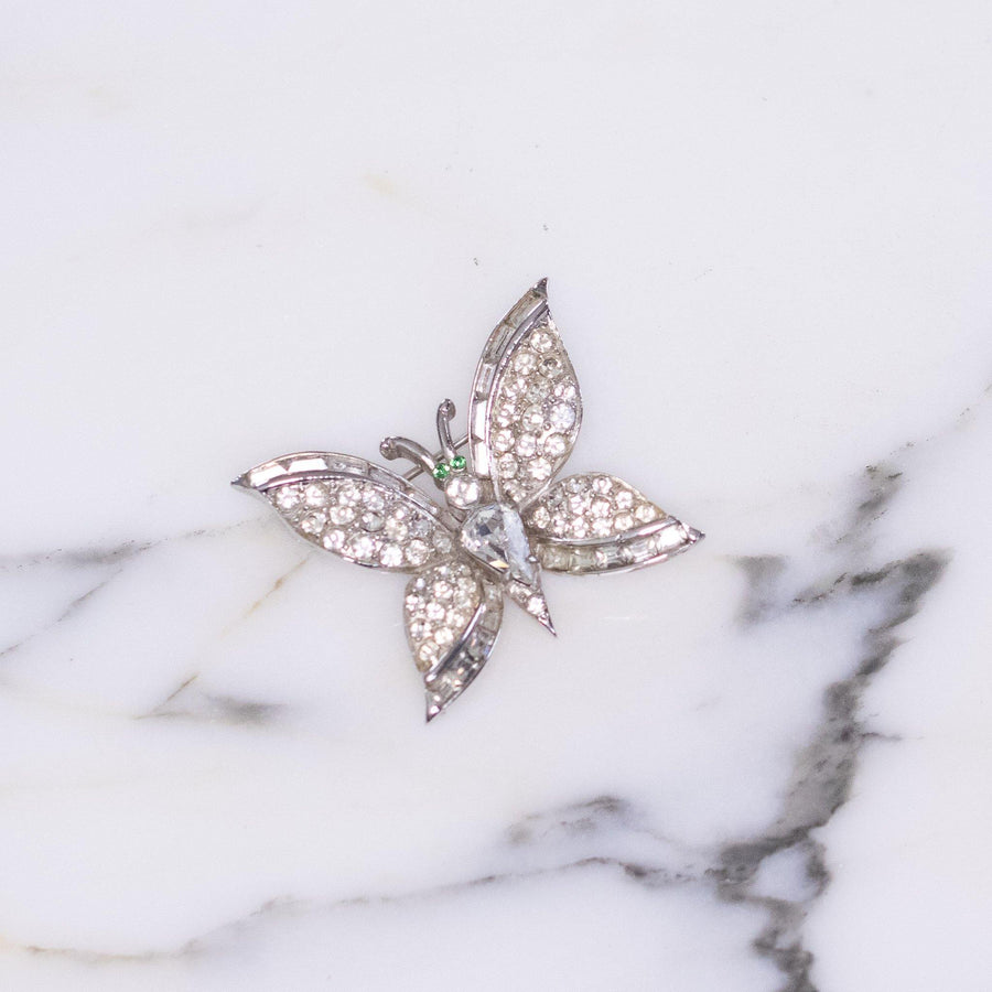 Vintage Coro Art Deco Style Diamante Rhinestone Butterfly Brooch by Coro - Vintage Meet Modern Vintage Jewelry - Chicago, Illinois - #oldhollywoodglamour #vintagemeetmodern #designervintage #jewelrybox #antiquejewelry #vintagejewelry
