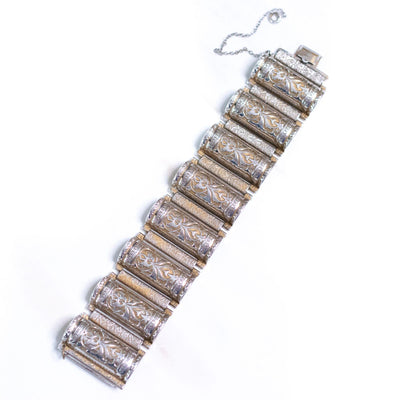 Vintage Whiting and Davis Etched Column Bracelet Victoria Gothic Style by Whiting and Davis - Vintage Meet Modern Vintage Jewelry - Chicago, Illinois - #oldhollywoodglamour #vintagemeetmodern #designervintage #jewelrybox #antiquejewelry #vintagejewelry