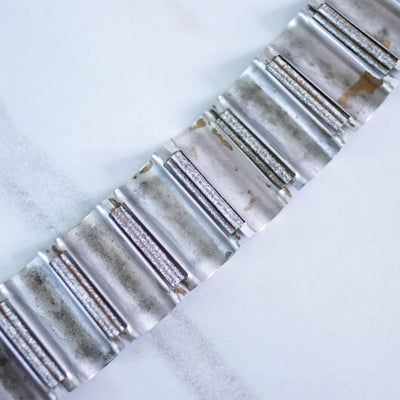Vintage Whiting and Davis Etched Column Bracelet Victoria Gothic Style by Whiting and Davis - Vintage Meet Modern Vintage Jewelry - Chicago, Illinois - #oldhollywoodglamour #vintagemeetmodern #designervintage #jewelrybox #antiquejewelry #vintagejewelry