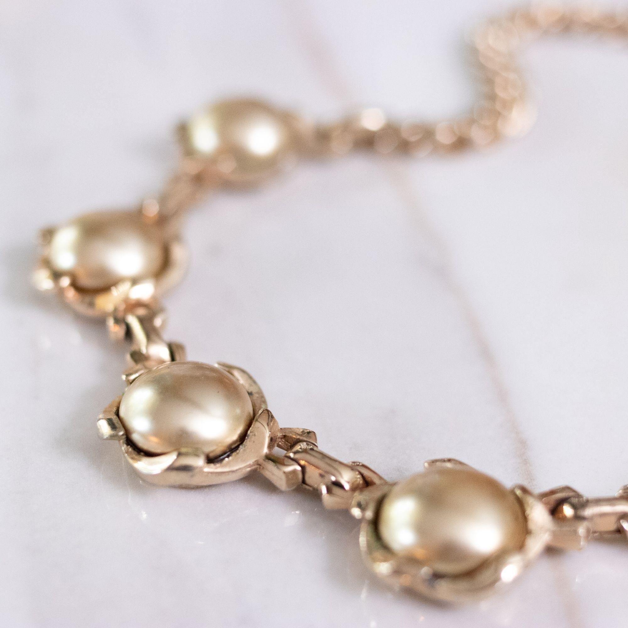 Vintage Barclay Champagne Coin Pearl Choker Necklace by Barclay - Vintage Meet Modern Vintage Jewelry - Chicago, Illinois - #oldhollywoodglamour #vintagemeetmodern #designervintage #jewelrybox #antiquejewelry #vintagejewelry