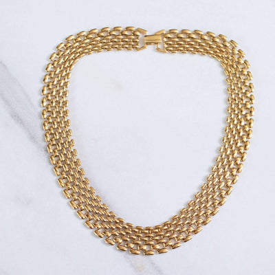 Vintage Napier Wide Gold Flat Link Chain Necklace by Napier - Vintage Meet Modern Vintage Jewelry - Chicago, Illinois - #oldhollywoodglamour #vintagemeetmodern #designervintage #jewelrybox #antiquejewelry #vintagejewelry