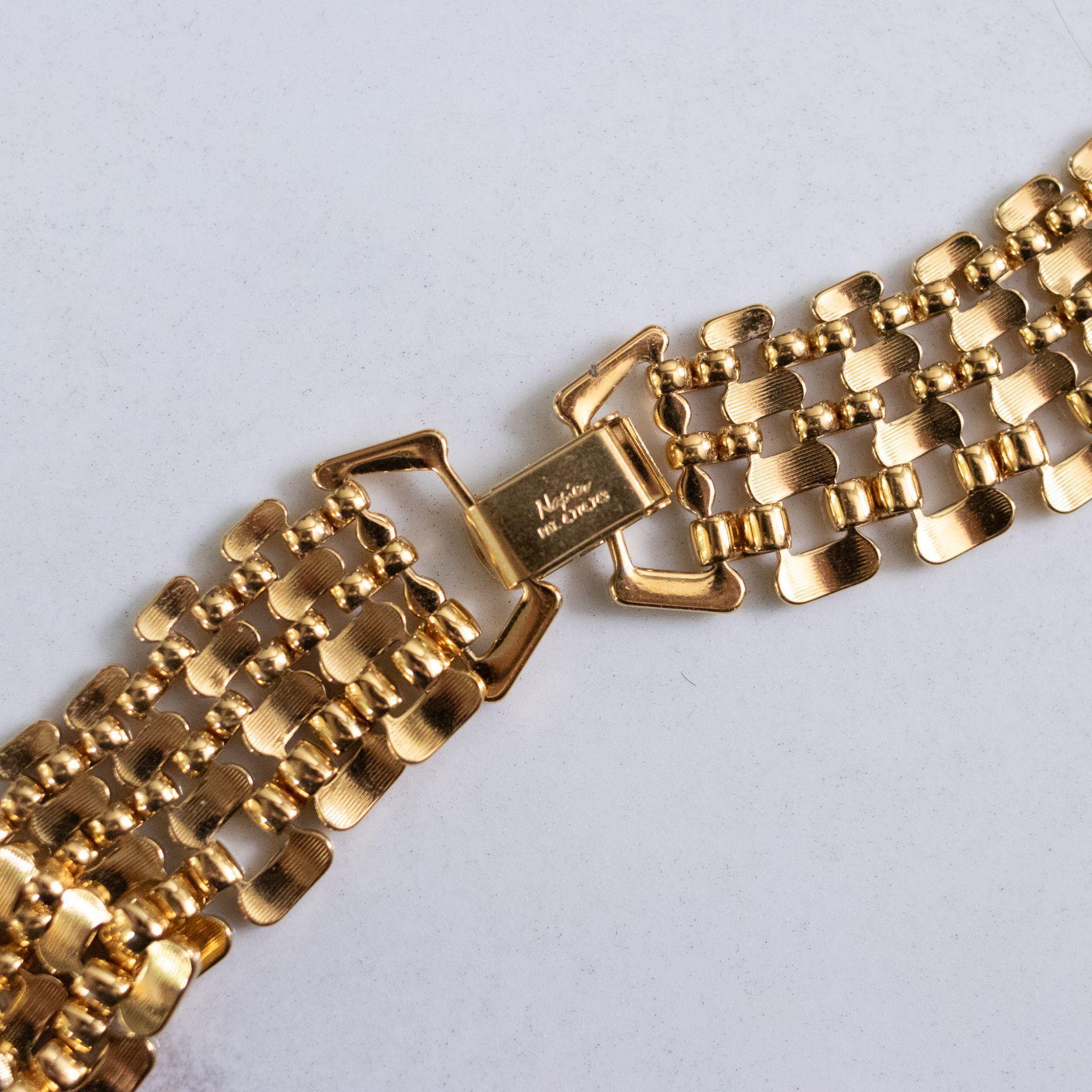 Vintage Napier Wide Gold Flat Link Chain Necklace by Napier - Vintage Meet Modern Vintage Jewelry - Chicago, Illinois - #oldhollywoodglamour #vintagemeetmodern #designervintage #jewelrybox #antiquejewelry #vintagejewelry