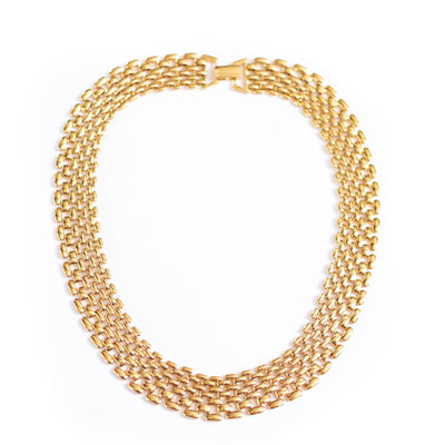 Vintage Napier Wide Gold Flat Link Chain Necklace by Napier - Vintage Meet Modern Vintage Jewelry - Chicago, Illinois - #oldhollywoodglamour #vintagemeetmodern #designervintage #jewelrybox #antiquejewelry #vintagejewelry