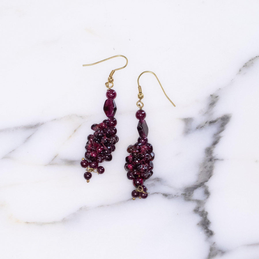 Vintage Garnet Red Beaded Grape Earrings by Unsigned - Vintage Meet Modern Vintage Jewelry - Chicago, Illinois - #oldhollywoodglamour #vintagemeetmodern #designervintage #jewelrybox #antiquejewelry #vintagejewelry