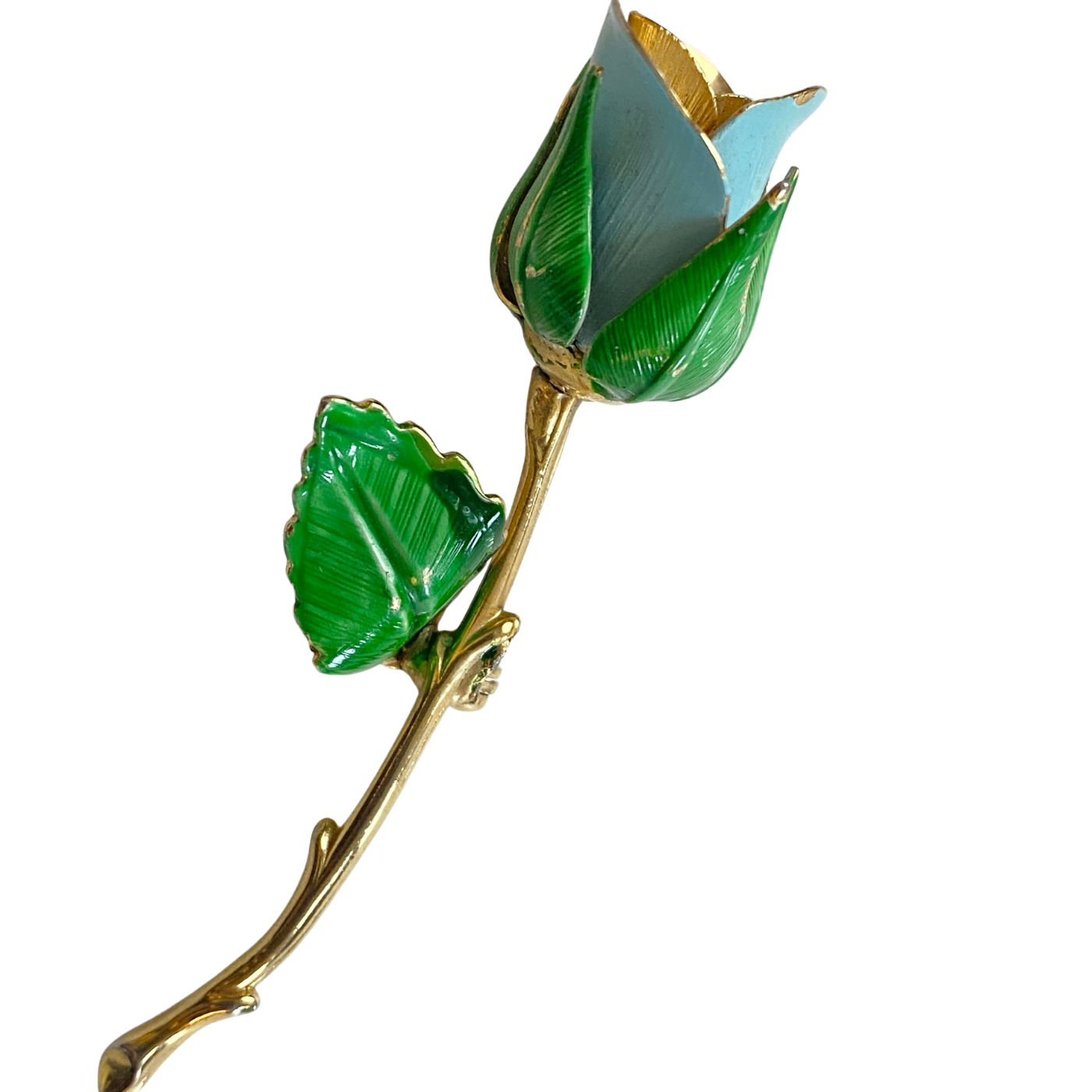 Vintage Blue Rose Brooch by Vintage Meet Modern - Vintage Meet Modern Vintage Jewelry - Chicago, Illinois - #oldhollywoodglamour #vintagemeetmodern #designervintage #jewelrybox #antiquejewelry #vintagejewelry
