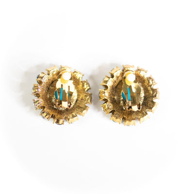 Turquoise Cabochon and Blue Rhinestone Statement Earrings by CN Designs - Vintage Meet Modern Vintage Jewelry - Chicago, Illinois - #oldhollywoodglamour #vintagemeetmodern #designervintage #jewelrybox #antiquejewelry #vintagejewelry