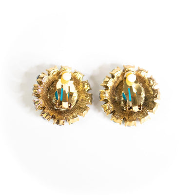 Turquoise Cabochon and Blue Rhinestone Statement Earrings by CN Designs - Vintage Meet Modern Vintage Jewelry - Chicago, Illinois - #oldhollywoodglamour #vintagemeetmodern #designervintage #jewelrybox #antiquejewelry #vintagejewelry