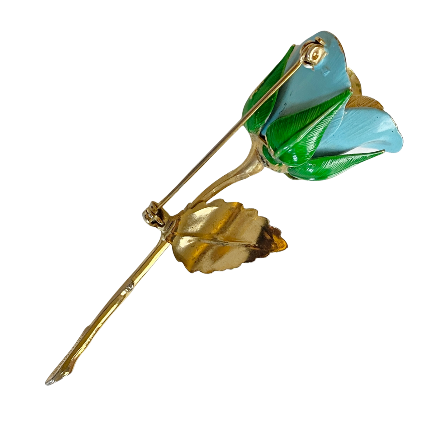 Vintage Blue Rose Brooch by Vintage Meet Modern - Vintage Meet Modern Vintage Jewelry - Chicago, Illinois - #oldhollywoodglamour #vintagemeetmodern #designervintage #jewelrybox #antiquejewelry #vintagejewelry