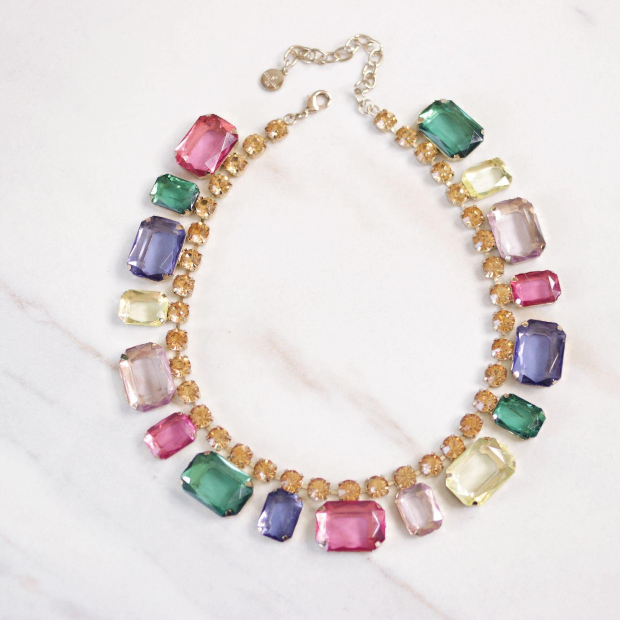 Vintage RJ Graziano Colorful Crystal Statement Necklace by RJ Graziano - Vintage Meet Modern Vintage Jewelry - Chicago, Illinois - #oldhollywoodglamour #vintagemeetmodern #designervintage #jewelrybox #antiquejewelry #vintagejewelry