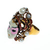 Vintage Asian Goddess Princess Mask Ring with Rhinestones and Pearls by 1990s - Vintage Meet Modern Vintage Jewelry - Chicago, Illinois - #oldhollywoodglamour #vintagemeetmodern #designervintage #jewelrybox #antiquejewelry #vintagejewelry
