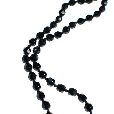 Vintage Art Deco Jet Black Long Flapper Faceted Bead Necklace by Art Deco - Vintage Meet Modern Vintage Jewelry - Chicago, Illinois - #oldhollywoodglamour #vintagemeetmodern #designervintage #jewelrybox #antiquejewelry #vintagejewelry