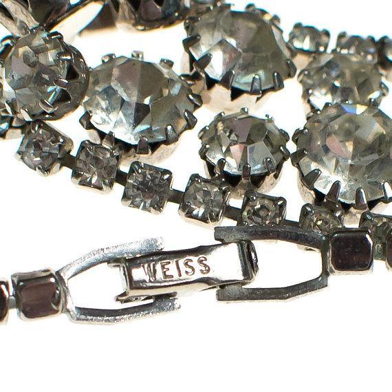 Vintage Weiss Clear Crystal Rhinestone Necklace, Diamante Rhinestones, Weiss Necklace, Vintage Necklace, Wedding Jewelry by 1950s - Vintage Meet Modern Vintage Jewelry - Chicago, Illinois - #oldhollywoodglamour #vintagemeetmodern #designervintage #jewelrybox #antiquejewelry #vintagejewelry
