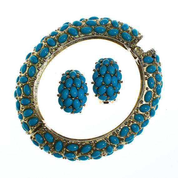 Vintage Kenneth Jay Lane Turquoise Beaded Earrings, Clip On by Kenneth Jay Lane - Vintage Meet Modern Vintage Jewelry - Chicago, Illinois - #oldhollywoodglamour #vintagemeetmodern #designervintage #jewelrybox #antiquejewelry #vintagejewelry