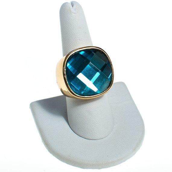 Vintage CN Design Ring, Blue Crystal Statement Ring, Size 8 1/2 by CN - Vintage Meet Modern Vintage Jewelry - Chicago, Illinois - #oldhollywoodglamour #vintagemeetmodern #designervintage #jewelrybox #antiquejewelry #vintagejewelry