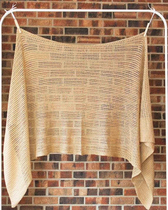 Betsy Johnson Beige and Gold Knitted Shawl Long Scarf Wrap by Betsy Johnson - Vintage Meet Modern Vintage Jewelry - Chicago, Illinois - #oldhollywoodglamour #vintagemeetmodern #designervintage #jewelrybox #antiquejewelry #vintagejewelry