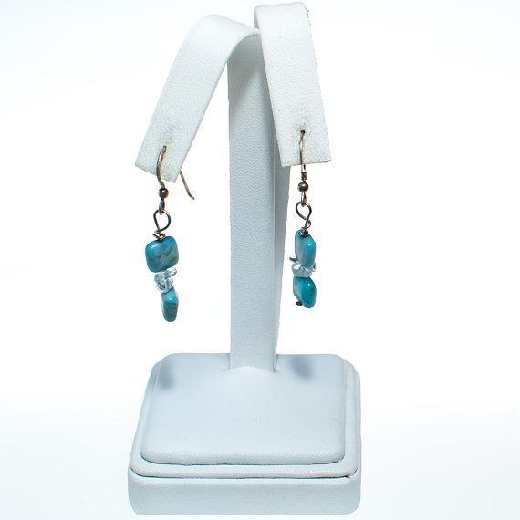 Vintage Sterling Silver and Quartz Beaded Earrings, Dangling, Long, Wire, Minimalist by 1990s - Vintage Meet Modern Vintage Jewelry - Chicago, Illinois - #oldhollywoodglamour #vintagemeetmodern #designervintage #jewelrybox #antiquejewelry #vintagejewelry