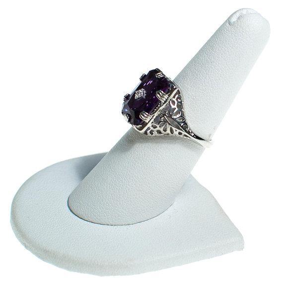 Art Deco Inspired Amethyst Crystal Statement Ring in Filigree Silver Setting by Art Deco - Vintage Meet Modern Vintage Jewelry - Chicago, Illinois - #oldhollywoodglamour #vintagemeetmodern #designervintage #jewelrybox #antiquejewelry #vintagejewelry
