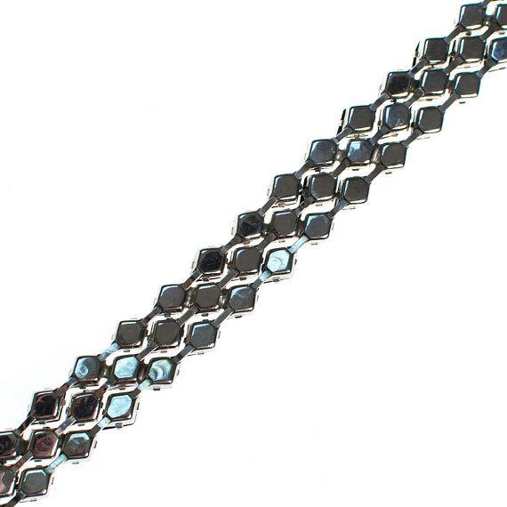 Vintage 1950s Black and Clear Rhinestone Vintage Necklace, Choker Necklace, Diamond Shaped Rhinestones, Geometric Design by 1950s - Vintage Meet Modern Vintage Jewelry - Chicago, Illinois - #oldhollywoodglamour #vintagemeetmodern #designervintage #jewelrybox #antiquejewelry #vintagejewelry