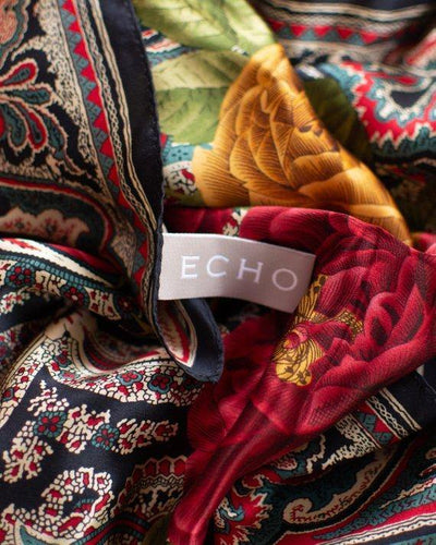 Vintage Echo Paisley Floral Silk Scarf Bright Colors by Echo - Vintage Meet Modern Vintage Jewelry - Chicago, Illinois - #oldhollywoodglamour #vintagemeetmodern #designervintage #jewelrybox #antiquejewelry #vintagejewelry