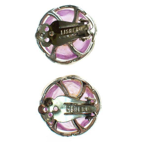 Vintage Lisner Pastel Purple Lucite Earrings, Clip on by 1960s - Vintage Meet Modern Vintage Jewelry - Chicago, Illinois - #oldhollywoodglamour #vintagemeetmodern #designervintage #jewelrybox #antiquejewelry #vintagejewelry