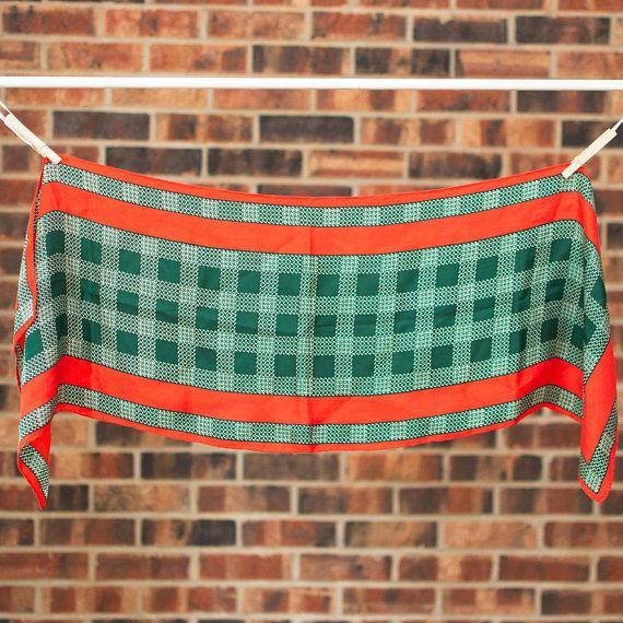 Anne Klein 100% Silk Scarf Red and Green Plaid Houndstooth by Anne Klein - Vintage Meet Modern Vintage Jewelry - Chicago, Illinois - #oldhollywoodglamour #vintagemeetmodern #designervintage #jewelrybox #antiquejewelry #vintagejewelry