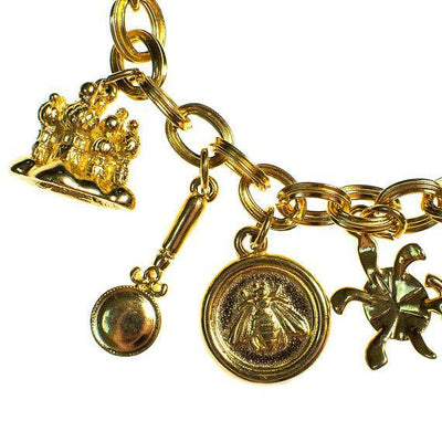Vintage Joan Rivers Gold Tone Loaded Charm Bracelet by Joan Rivers - Vintage Meet Modern Vintage Jewelry - Chicago, Illinois - #oldhollywoodglamour #vintagemeetmodern #designervintage #jewelrybox #antiquejewelry #vintagejewelry