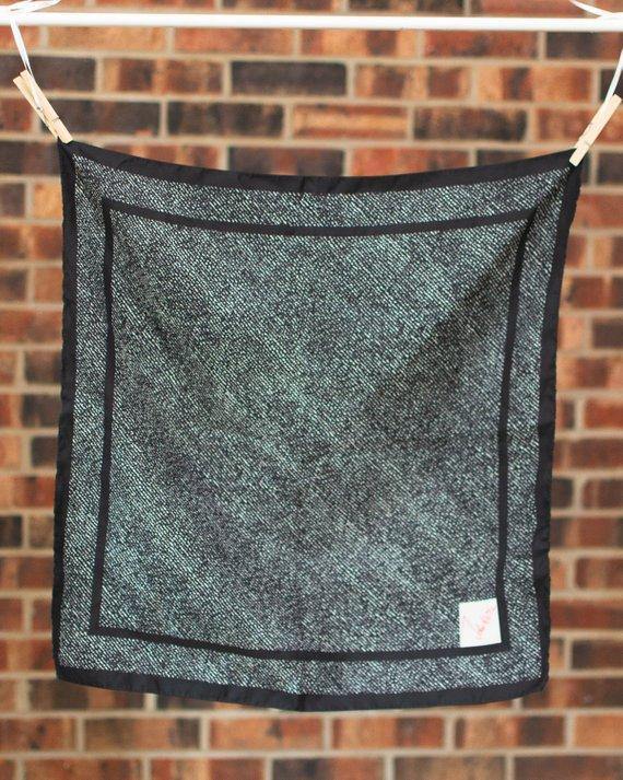 Vintage John Weitz Black and White Geometric Abstract Square Silk Scarf by John Weitz - Vintage Meet Modern Vintage Jewelry - Chicago, Illinois - #oldhollywoodglamour #vintagemeetmodern #designervintage #jewelrybox #antiquejewelry #vintagejewelry