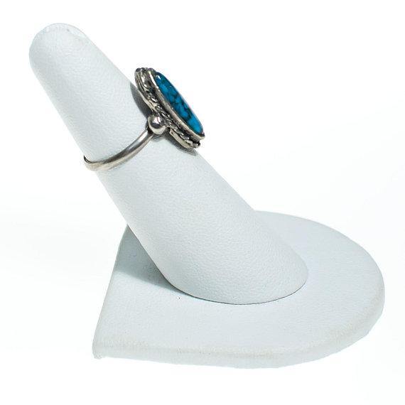 Vintage Boho Chic Oval Turquoise Statement Ring by 1970s - Vintage Meet Modern Vintage Jewelry - Chicago, Illinois - #oldhollywoodglamour #vintagemeetmodern #designervintage #jewelrybox #antiquejewelry #vintagejewelry