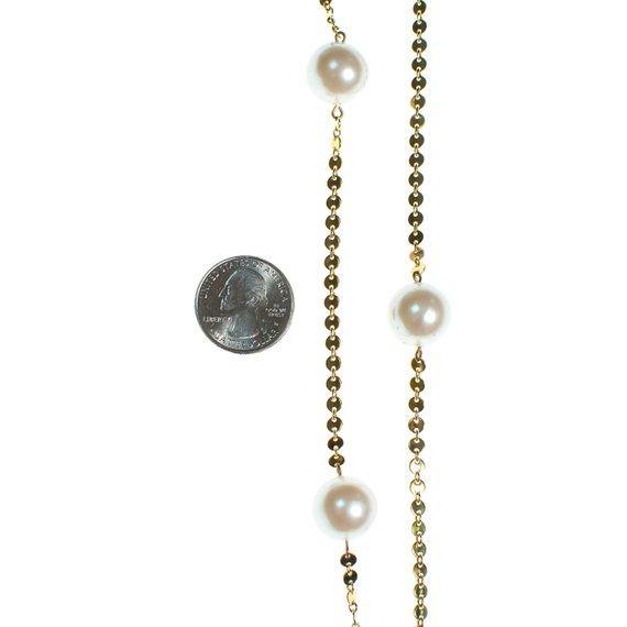Vintage Carolee Necklace Long Gold Chain with Faux Pearl Stations by Carolee - Vintage Meet Modern Vintage Jewelry - Chicago, Illinois - #oldhollywoodglamour #vintagemeetmodern #designervintage #jewelrybox #antiquejewelry #vintagejewelry