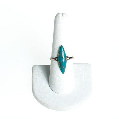 Vintage Turquoise and Sterling Silver Inlay Statement Ring by 1970s - Vintage Meet Modern Vintage Jewelry - Chicago, Illinois - #oldhollywoodglamour #vintagemeetmodern #designervintage #jewelrybox #antiquejewelry #vintagejewelry