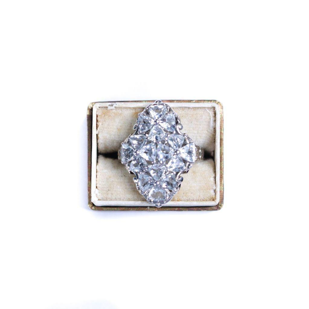 Vintage White Tourmaline Trillion Cut Statement Ring