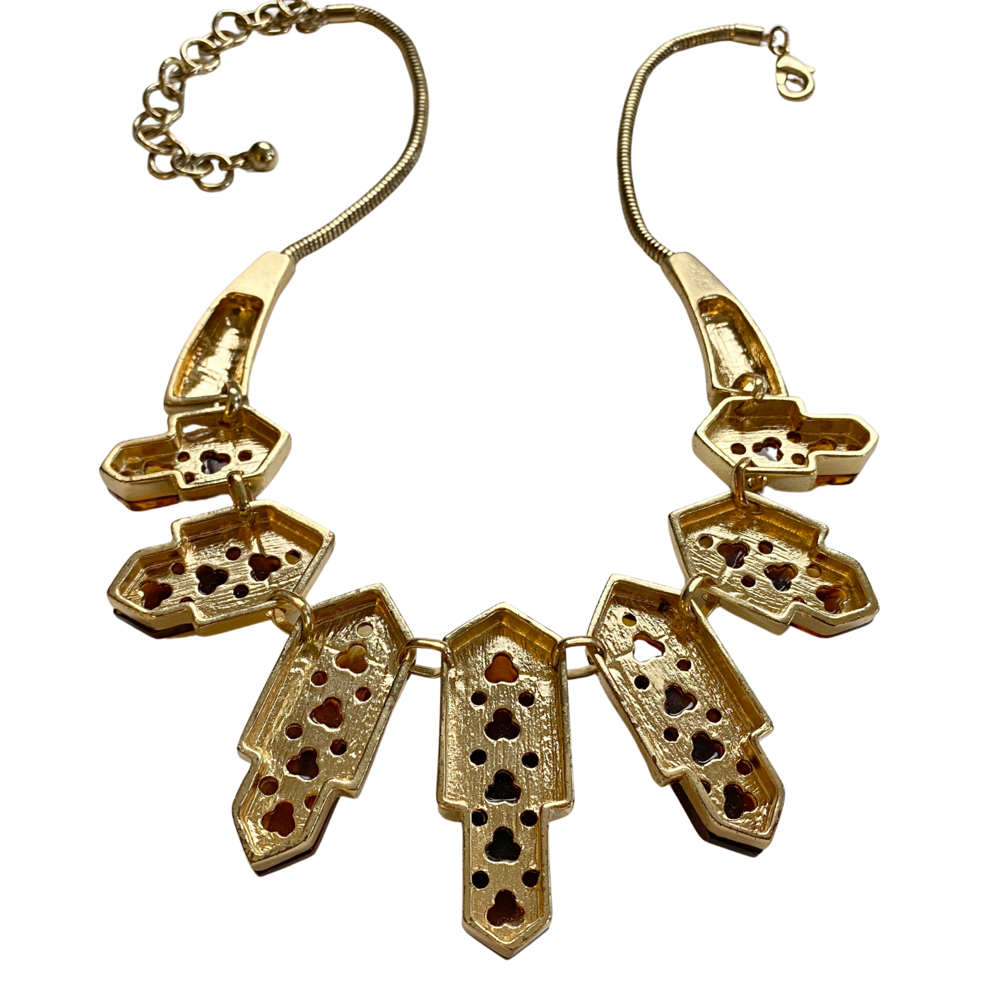 Vintage Chevron Tortoise Lucite Necklace by Vintage Meet Modern - Vintage Meet Modern Vintage Jewelry - Chicago, Illinois - #oldhollywoodglamour #vintagemeetmodern #designervintage #jewelrybox #antiquejewelry #vintagejewelry