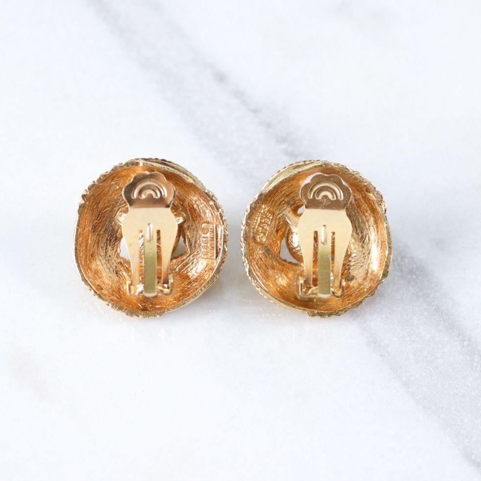 Vintage Mimi Di Ni Faux Pearl Gold Knot Style Statement Earrings by Mimi Di Ni - Vintage Meet Modern Vintage Jewelry - Chicago, Illinois - #oldhollywoodglamour #vintagemeetmodern #designervintage #jewelrybox #antiquejewelry #vintagejewelry