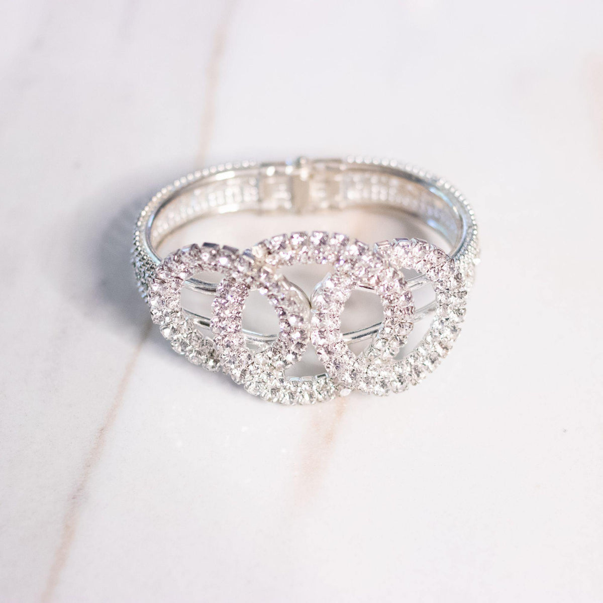 Vintage Art Deco O Rhinestone Clamper Bracelet