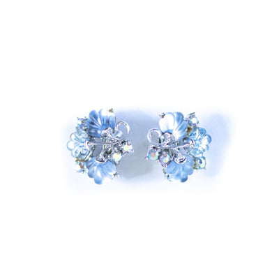 Blue Glass Fan Earrings by Unsigned Beauty - Vintage Meet Modern Vintage Jewelry - Chicago, Illinois - #oldhollywoodglamour #vintagemeetmodern #designervintage #jewelrybox #antiquejewelry #vintagejewelry