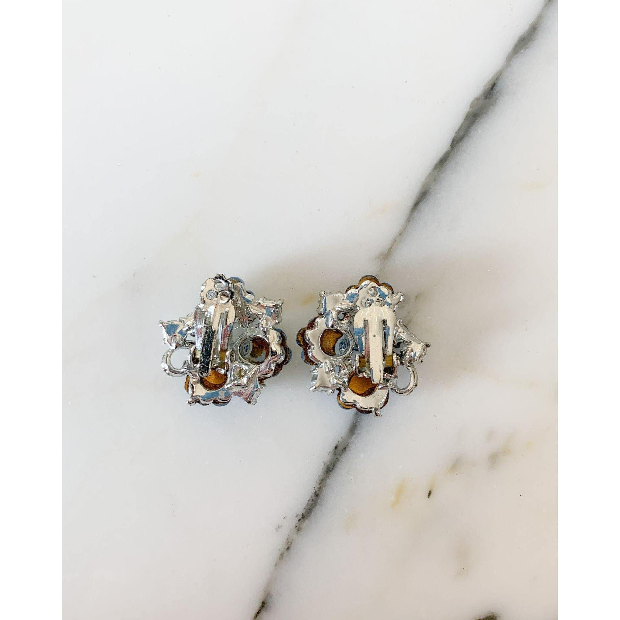 Blue Glass Fan Earrings by Unsigned Beauty - Vintage Meet Modern Vintage Jewelry - Chicago, Illinois - #oldhollywoodglamour #vintagemeetmodern #designervintage #jewelrybox #antiquejewelry #vintagejewelry